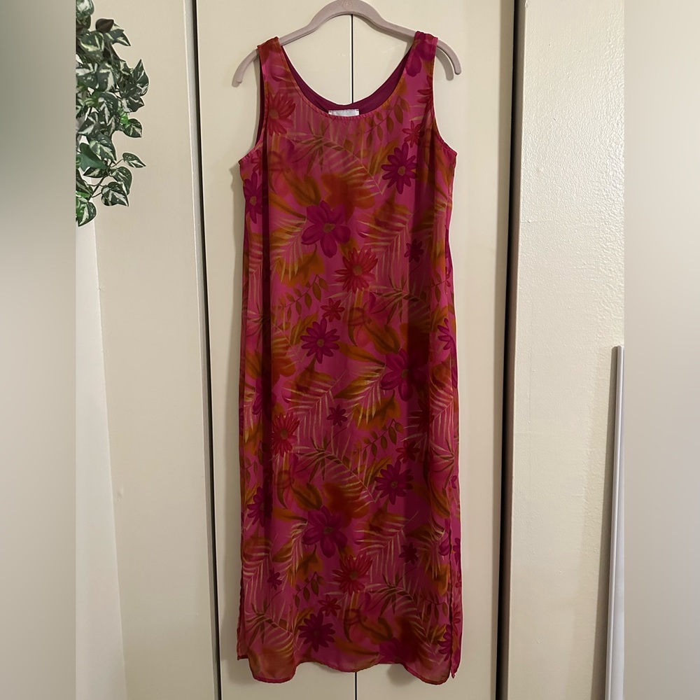 Vintage 90s Always, Caroline pink floral maxi dress